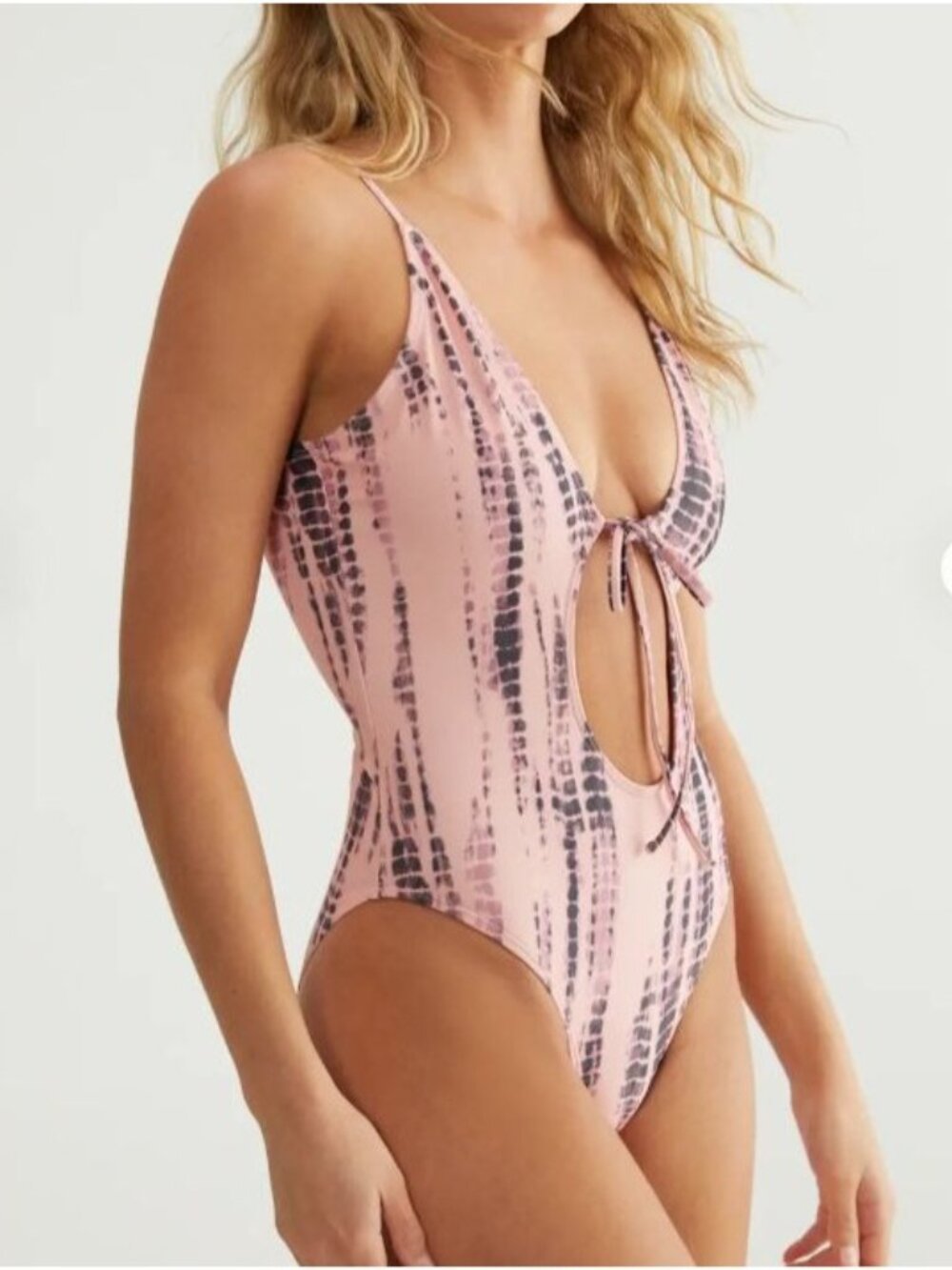 Nasty Gal Tie Dye Swimsuit Cut Out High Leg Size 4 Pink Black New Pool Beach